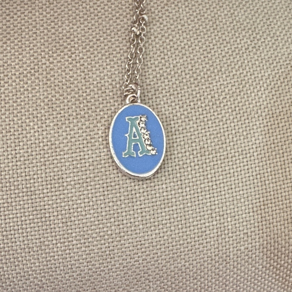 Claire's Blue and Silver Initial Necklace